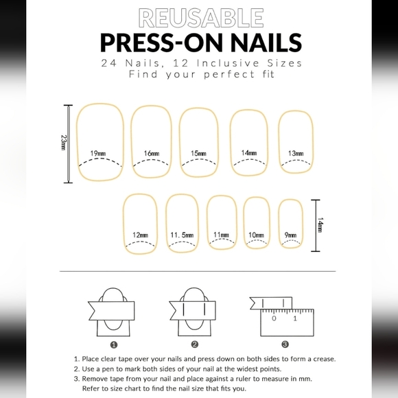 Beautiful Nail Black French Tip Square Manicure Press On Nails Kit - Picture 4 of 11